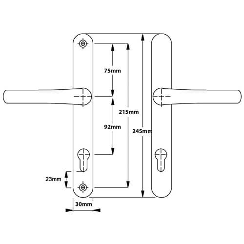 Hoppe Birmingham Sprung Lever Lever UPVC Multipoint Door Handles - 92mm PZ 215mm Screw Centres