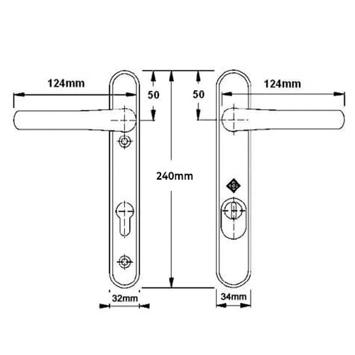 Hoppe Atlanta PAS24 Lever Lever UPVC Multipoint Door Handles - 92mm PZ Unsprung 122mm Screw Centres