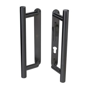 Coastal Group KM950B BLU Patio Sliding Door Handles Back To Back Blank Plate & Euro Cut-Out with Lever (LEAD TIME: 2-3 DAYS)