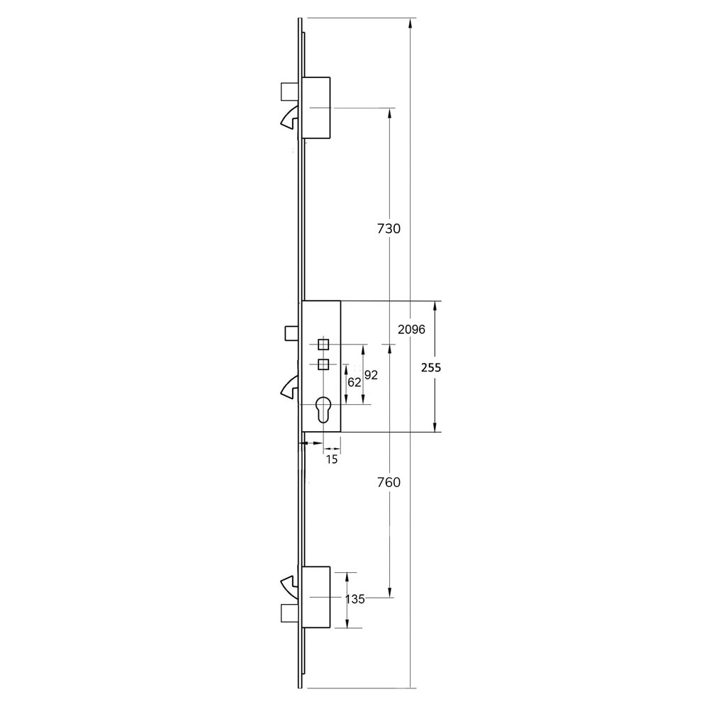 Safeware Latch 3 Hooks 2 Deadbolts Double Spindle Multipoint Door Lock