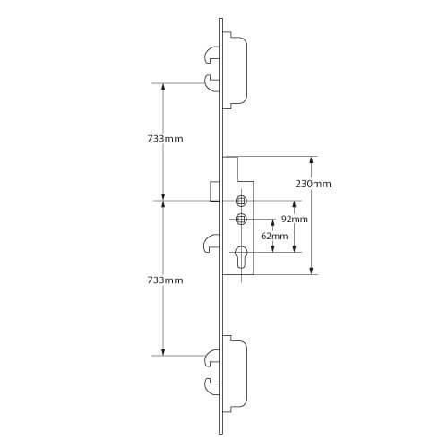 Ingenious Latch 5 Hooks Double Spindle Multipoint Door Lock